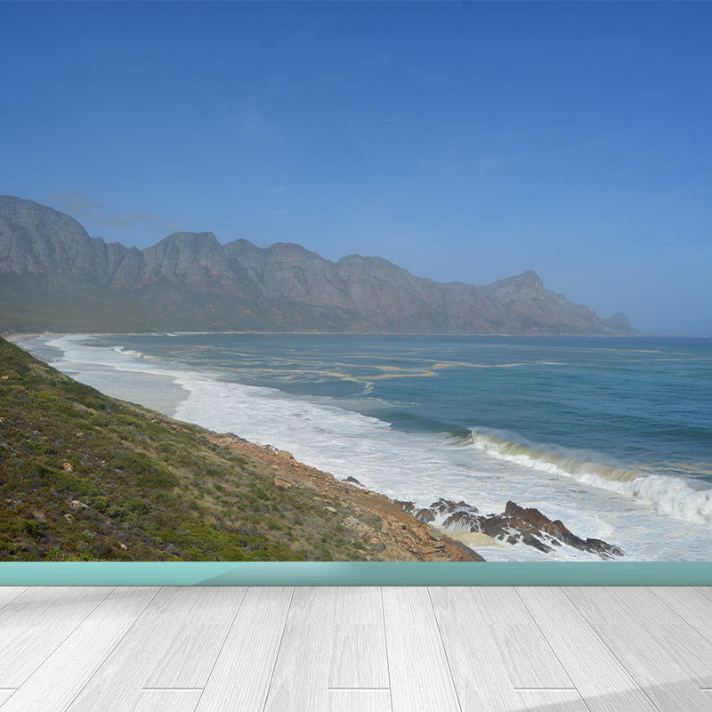 Indian Ocean Mural Nature Scenery Wall Covering in Light Color for Bathroom