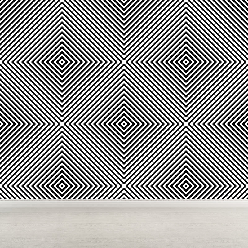 Contemporary Geometric Mural Wallpaper Square Illustration Wall Covering