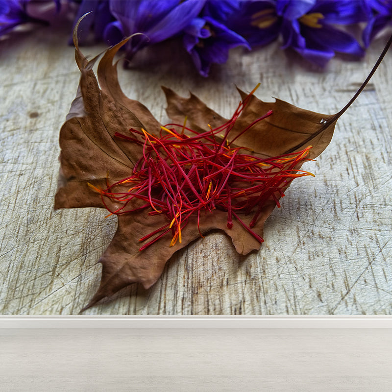 Wild Saffron Wall Mural Mildew Resistant Backsplash Wall Covering Kitchen Murals