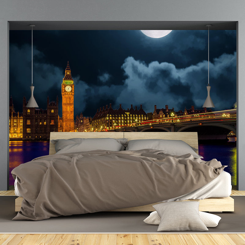 Vibrant Cityscapes Mural Decal Customized Contemporary Wall Covering for Bedroom
