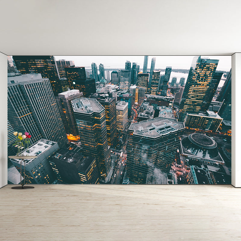 Vibrant Cityscapes Mural Decal Customized Contemporary Wall Covering for Bedroom