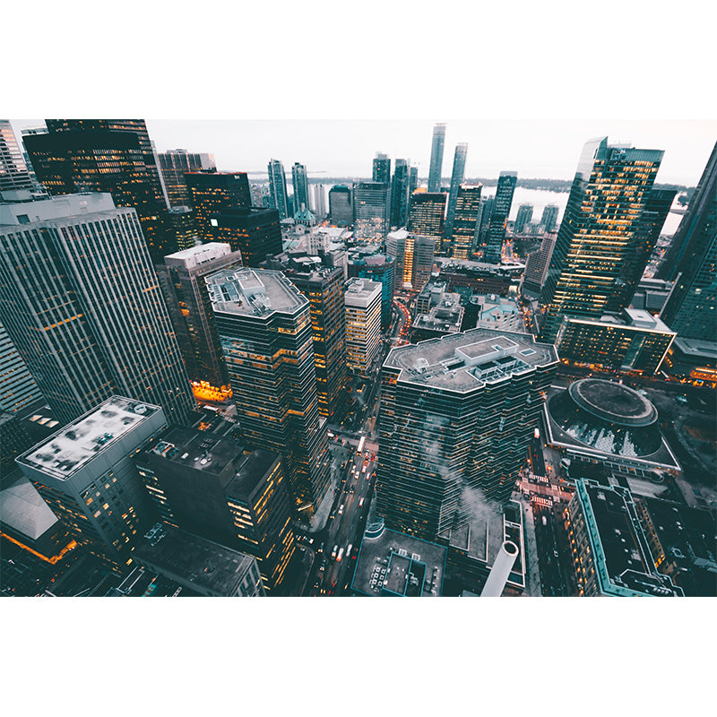 Vibrant Cityscapes Mural Decal Customized Contemporary Wall Covering for Bedroom