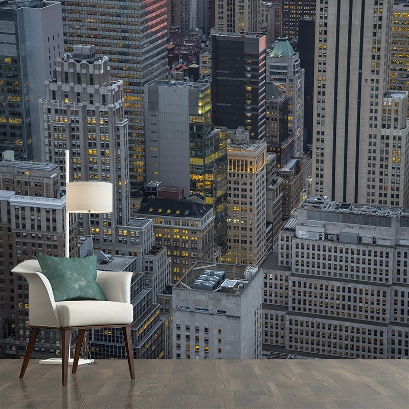 City View Mural Wallpaper Mildew Resistant Wall Covering for Meeting Room Decoration