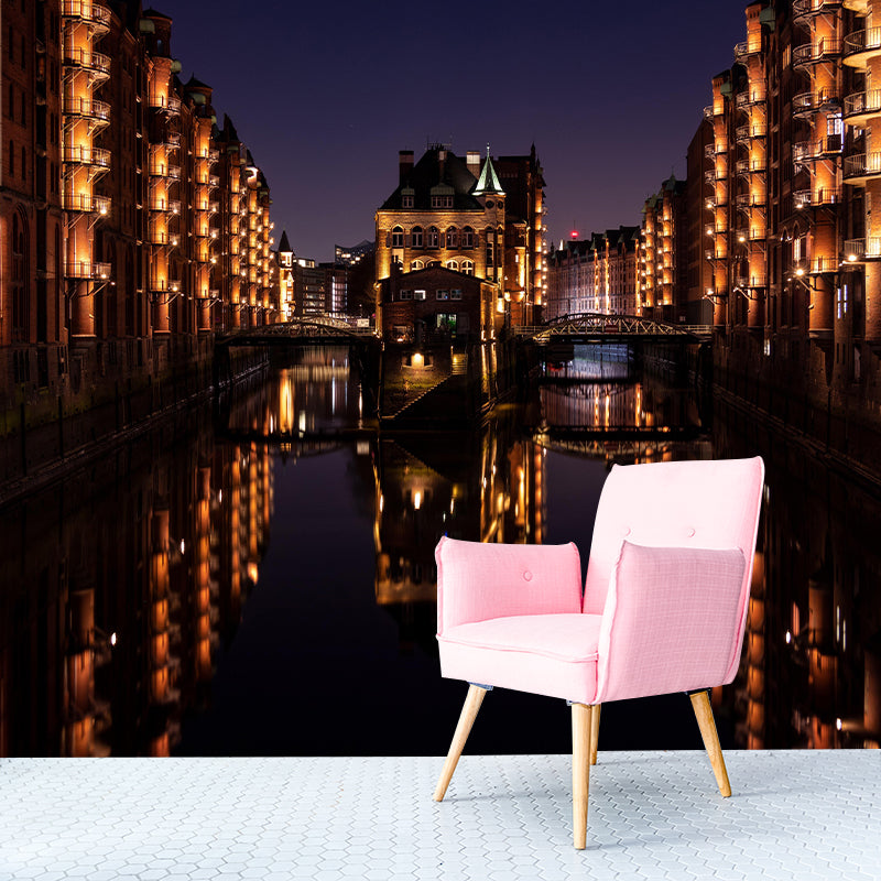 City View Mural Wallpaper Mildew Resistant Wall Covering for Meeting Room Decoration