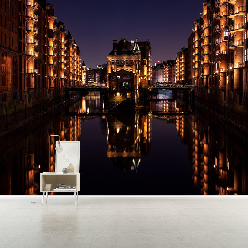 City View Mural Wallpaper Mildew Resistant Wall Covering for Meeting Room Decoration