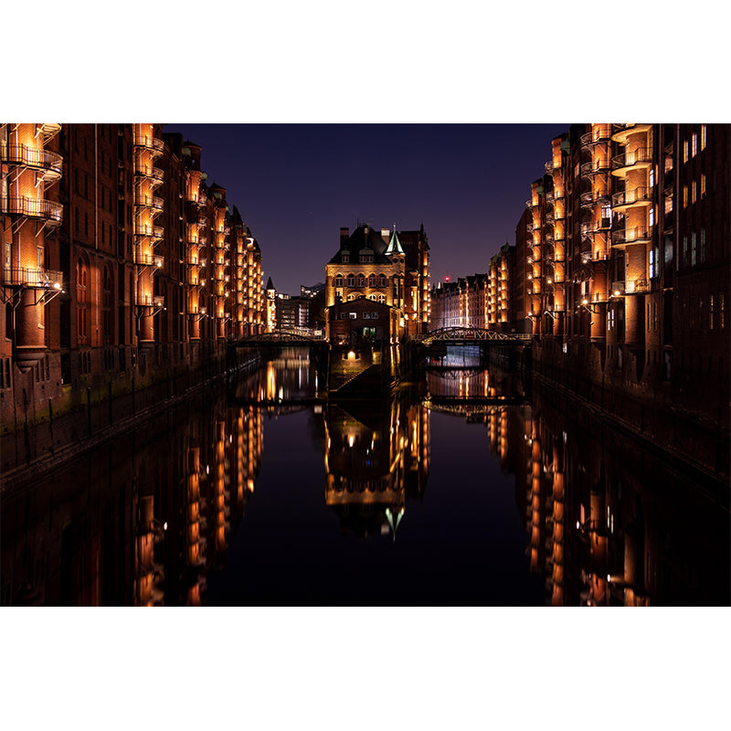 City View Mural Wallpaper Mildew Resistant Wall Covering for Meeting Room Decoration