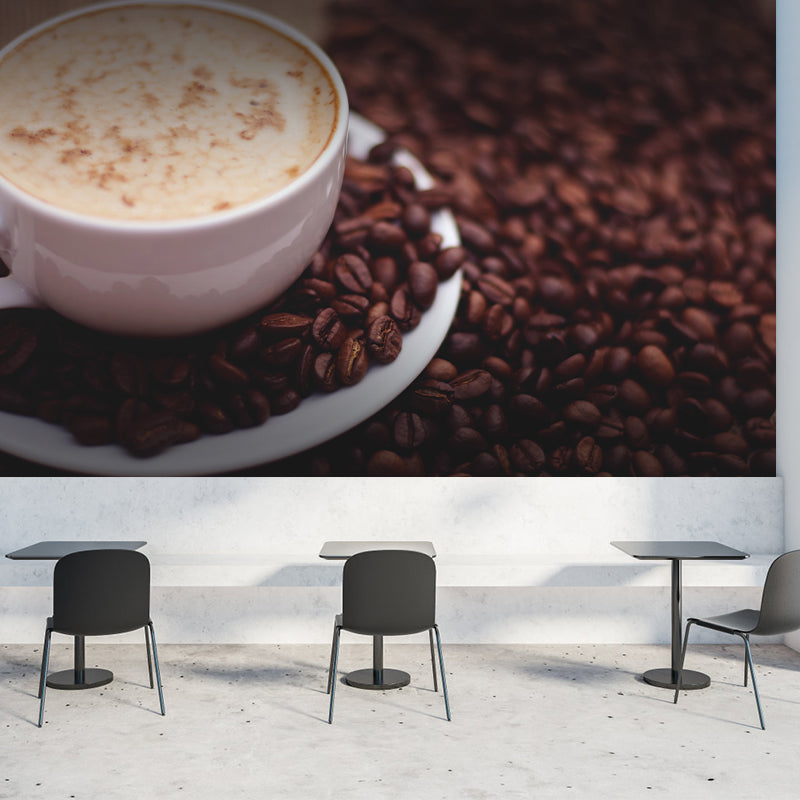 Mellow Coffee Modern Mural Stain Resistant Soft Color Wall Covering for Coffee Shop
