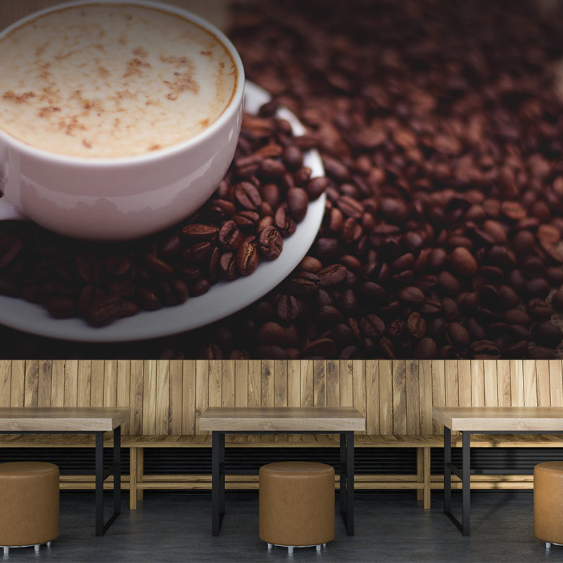 Mellow Coffee Modern Mural Stain Resistant Soft Color Wall Covering for Coffee Shop