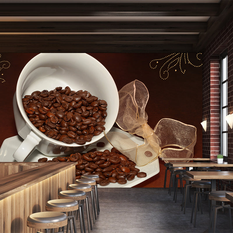 Coffee Beans Wallpaper Mural Stain Resistant Modernist Coffee Shop Wall Decor