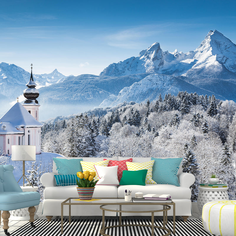 Contemporary Mountain Mural Wallpaper Photography Horizontal for Bedroom