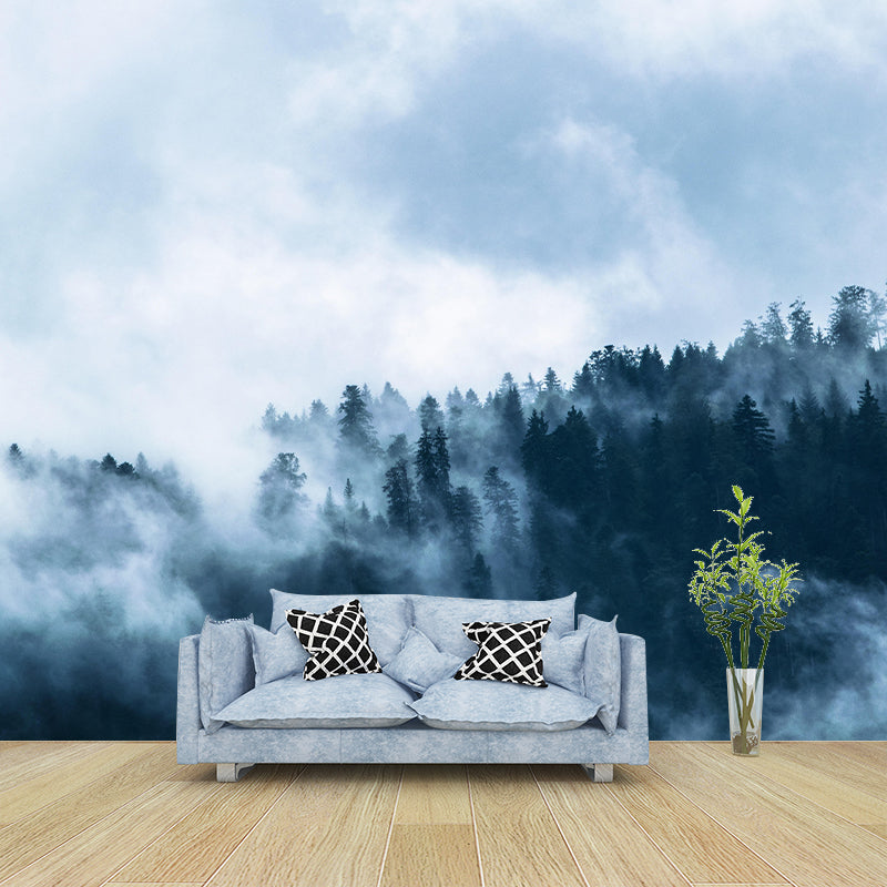 Papier peint mural forêt de couleurs douces, décoration murale moderniste écologique pour chambre à coucher