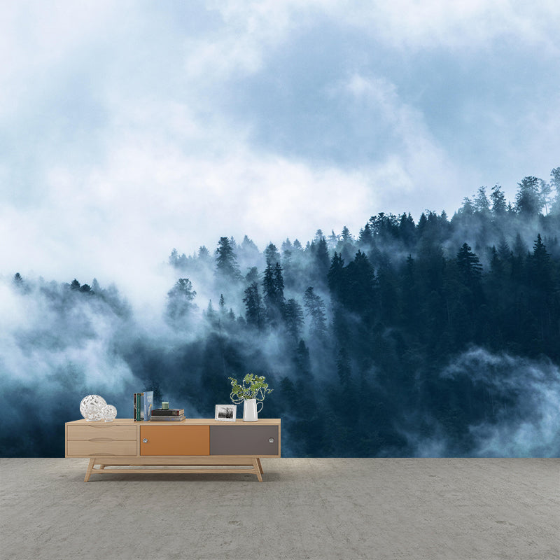 Papier peint mural forêt de couleurs douces, décoration murale moderniste écologique pour chambre à coucher