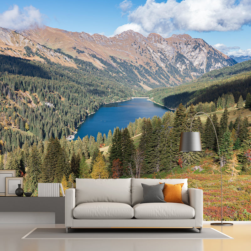 Soft Color Forest Wall Mural Eco-friendly Modernism Wall Decoration for Bedroom