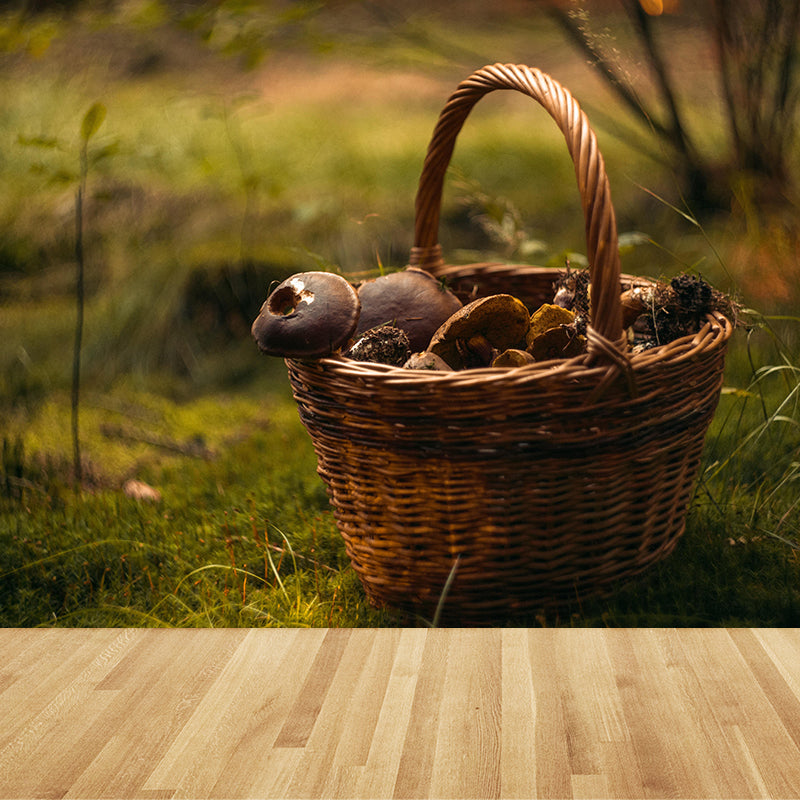 Modernist Mushroom Plant Wall Mural Decal Photography Stain Resistant for Kitchen