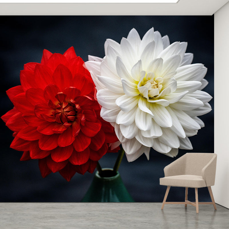 Elegant Blooming Flower Contemporary Mural Wallpaper for Girl's Bedroom