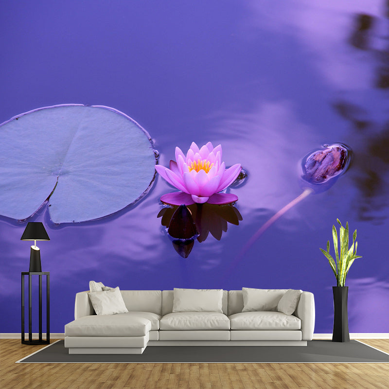 Blooming Lotus Wall Decor for Bedroom Moisture Resistant in Soft Color