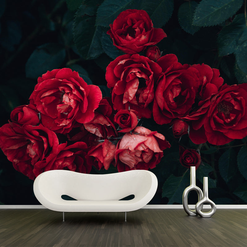 Elegant Rose Flower Photography Mural Environment Friendly Wallpaper for Girl's Bedroom