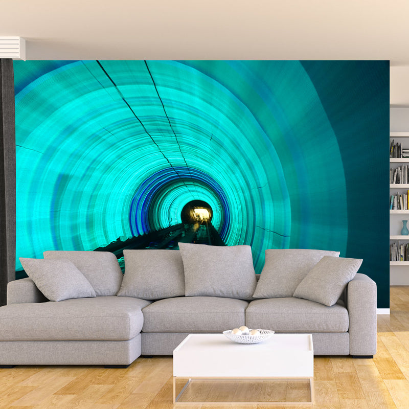 Long Tunnel Mural Contemporary Style Mildew Resistant Wall Covering for Fireplace