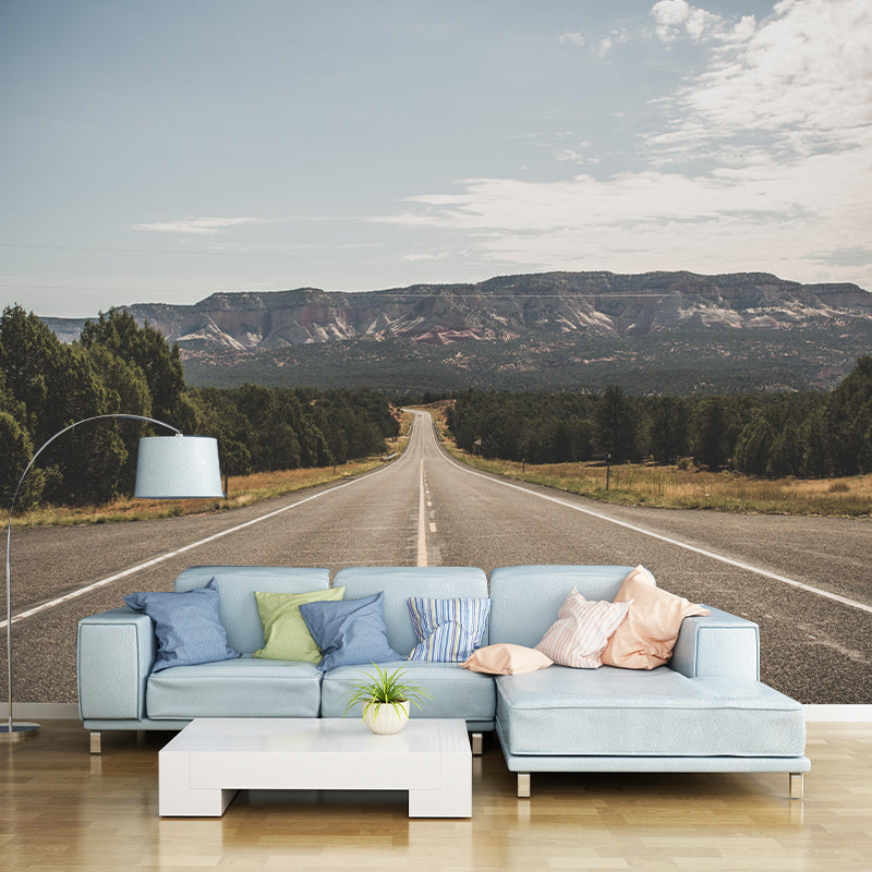 Full Size Photography Modern Style Mural Wallpaper with Road in Soft Color