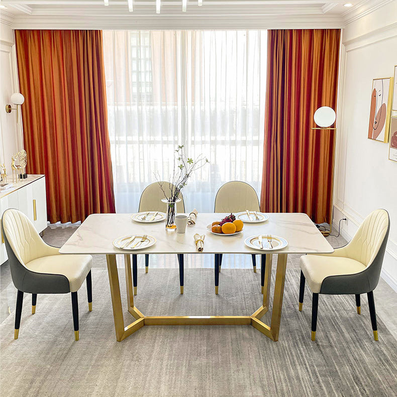 Dining Room Set Nordic Rectangle Dining Table Formal Dinette Set with Metal Base