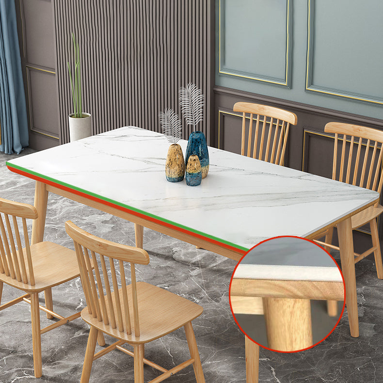 Modern Style Sintered Stone White Dining Set Standard Rectangle Shape Dining Set with 4 Legs Base