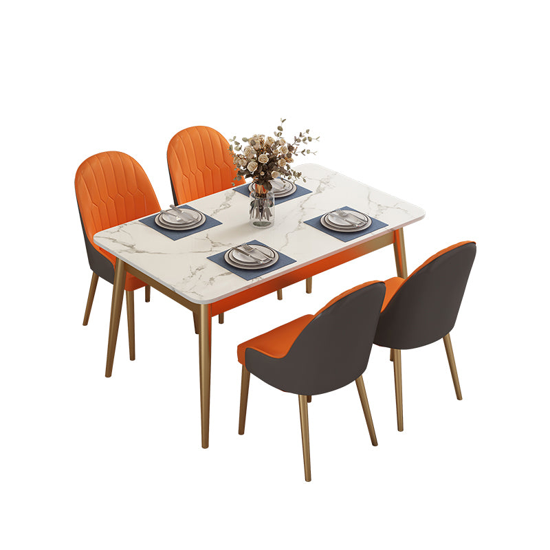 Juego de comedor de comedor estándar de piedra sinterizada moderna con mesa de comedor de cocina con 4 patas