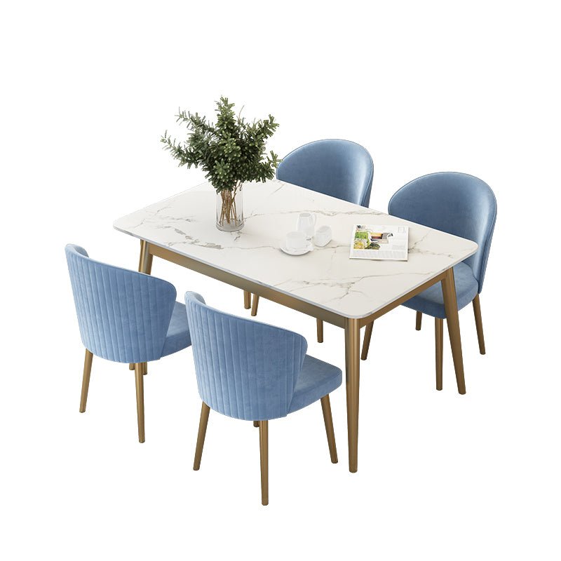 Conjunto de comedor estándar de forma rectangular contemporánea Juego de comidas de cocina sinterizada en blanco