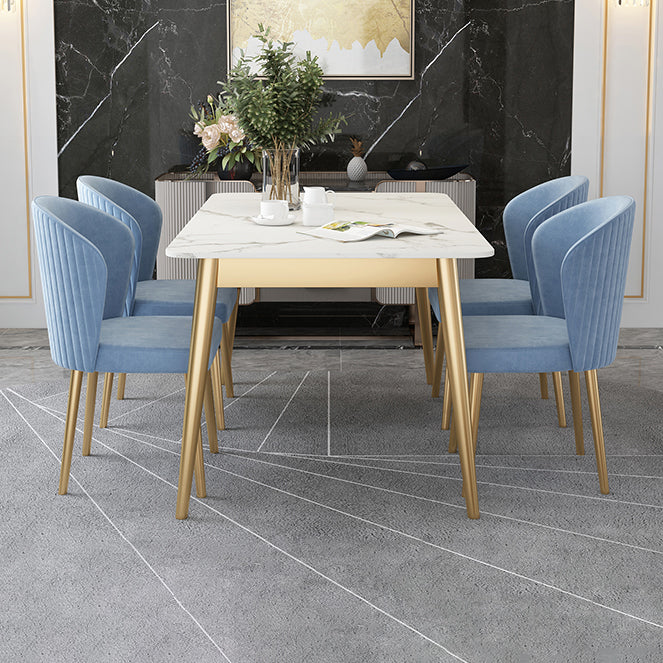 Contemporary Rectangle Shape Standard Dining Set Sintered Stone Kitchen Dining Set in White