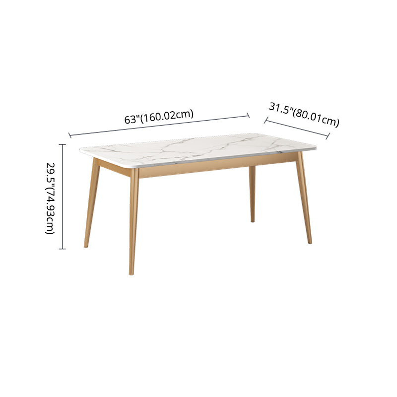 Conjunto de comedor estándar de forma rectangular contemporánea Juego de comidas de cocina sinterizada en blanco