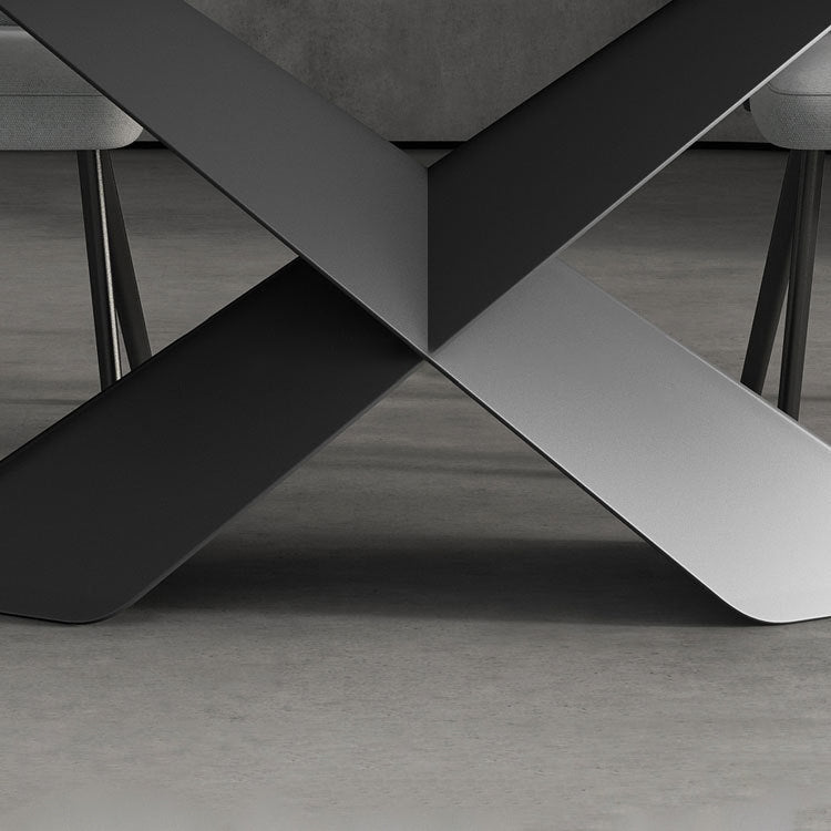 Juego de comedor de rectángulo de piedra sinterizada moderna altura estándar Piernas negras Juego de comidas en el hogar