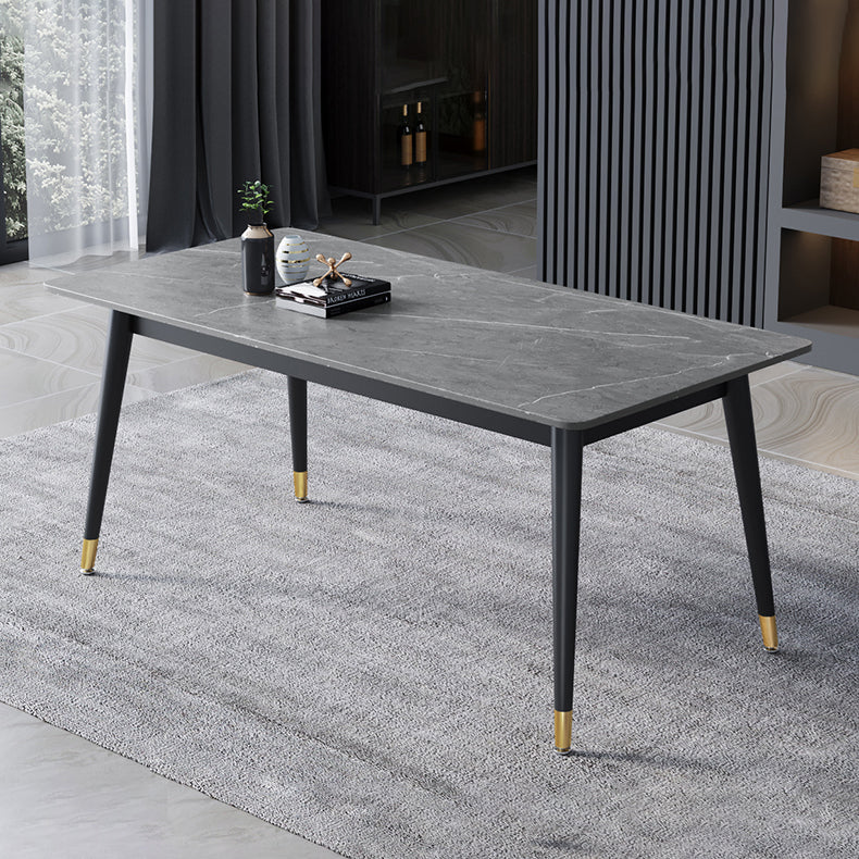 Conjunto de comedor de piedra sinterizada contemporánea con forma de comedor de forma rectangular para cocina