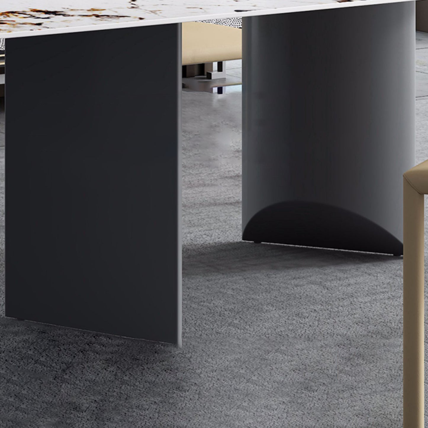 Modern Sintered Stone Rectangle Dining Set Standard Height Black Legs Home Use Dining Set