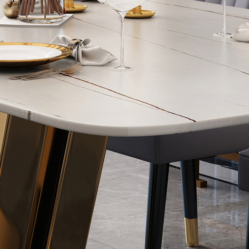 Base de metal escandinava Mesa de comedor texturizada Rectángulo Juego de comedores formales para el hogar