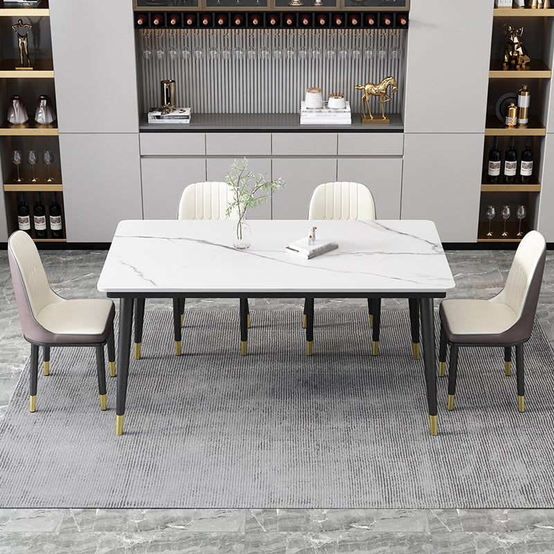 Kitchen Modern Sintered Stone Top Dining Room Furniture Set with 4 Legs Base Dining Set