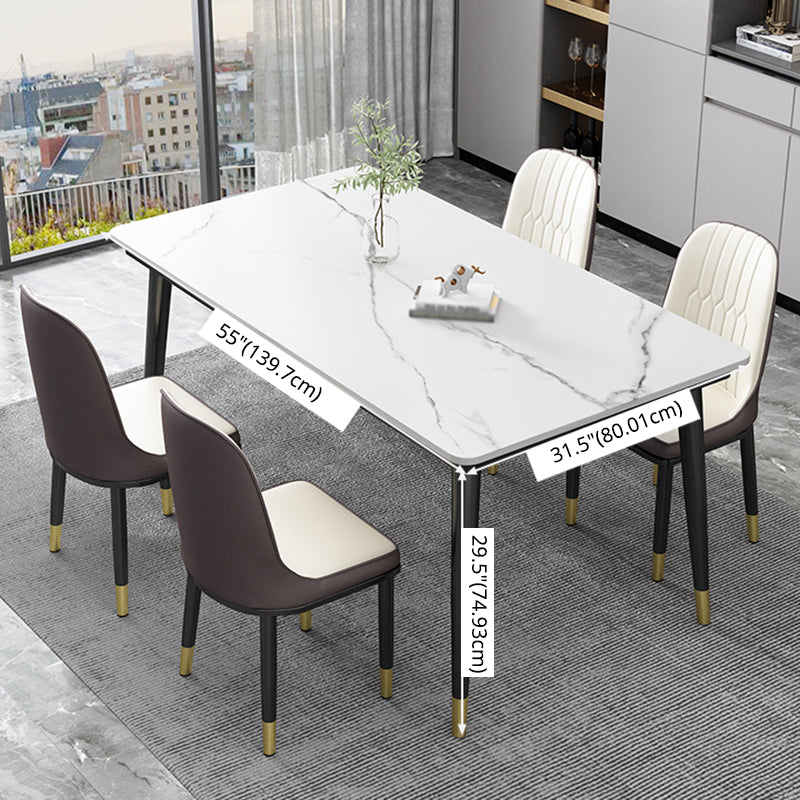 Kitchen Modern Sintered Stone Top Dining Room Furniture Set with 4 Legs Base Dining Set