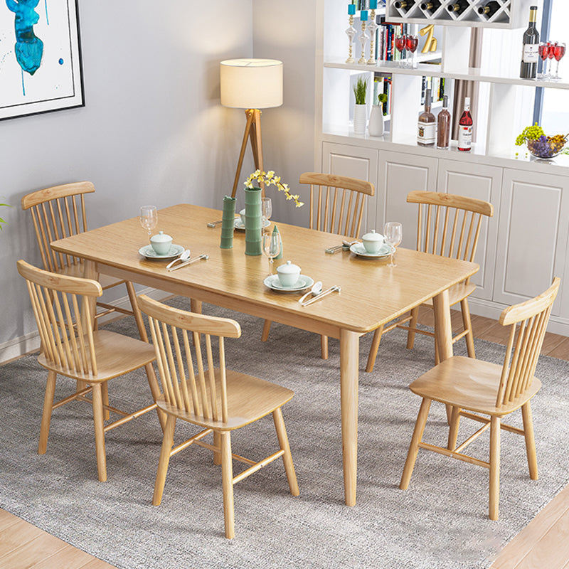 Contemporary Solid Wood Rectangle Dining Room Set with 4 Wood Legs for Kitchen Furniture