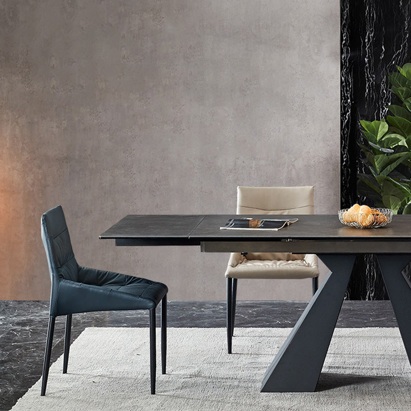 Moderne gesinterde steen uitbreidbare eettafel set rechthoekige huis eetgelegenheid set