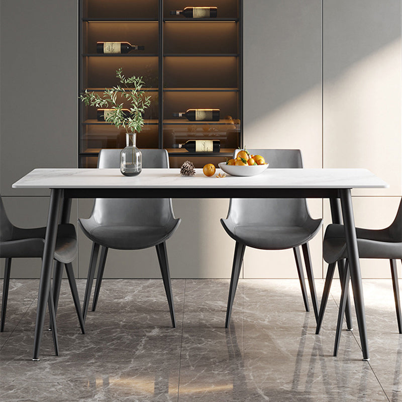 Modern Standard Sintered Stone Dining Set Rectangle Table Kitchen Dining Set in White