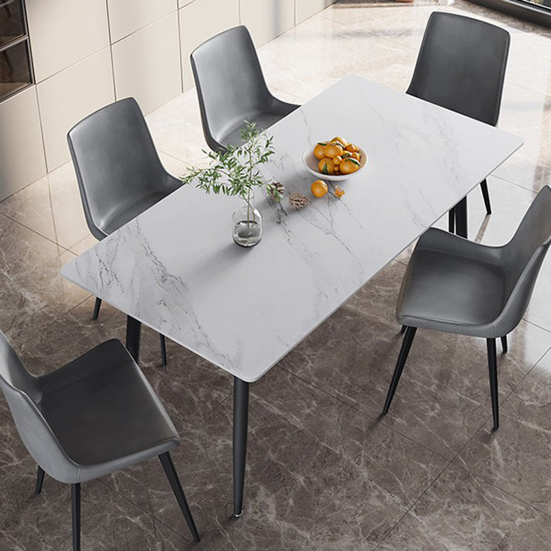 Modern Standard Sintered Stone Dining Set Rectangle Table Kitchen Dining Set in White