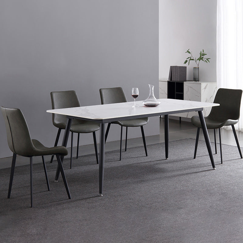 Modern Standard Sintered Stone Dining Set Rectangle Table Kitchen Dining Set in White