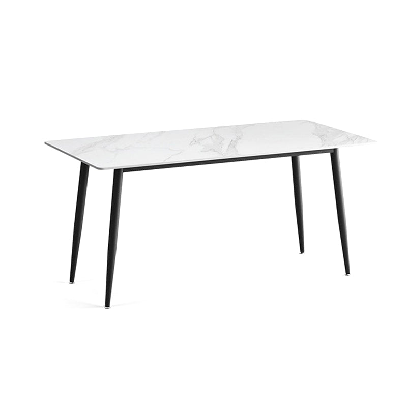Modern Standard Sintered Stone Dining Set Rectangle Table Kitchen Dining Set in White