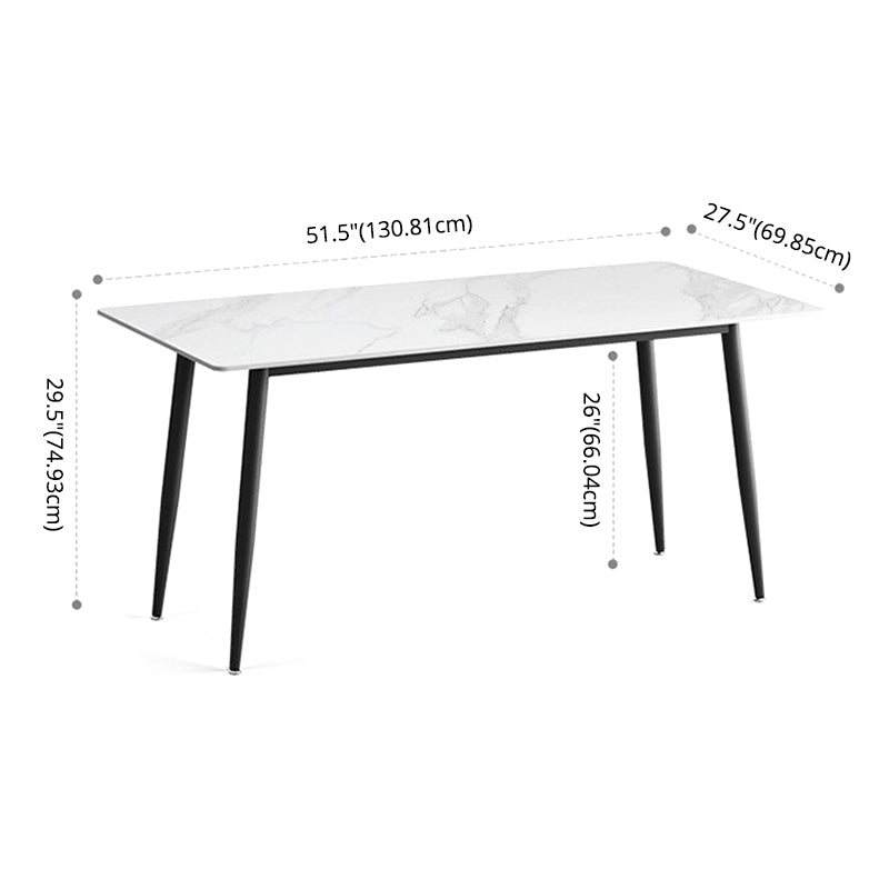 Modern Standard Sintered Stone Dining Set Rectangle Table Kitchen Dining Set in White