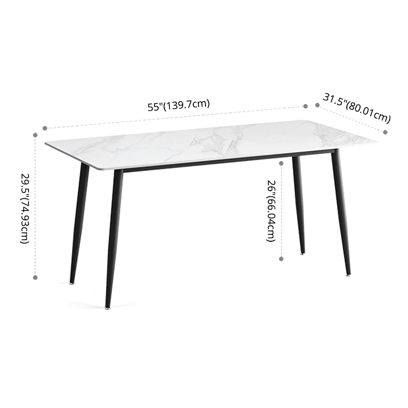 Modern Standard Sintered Stone Dining Set Rectangle Table Kitchen Dining Set in White