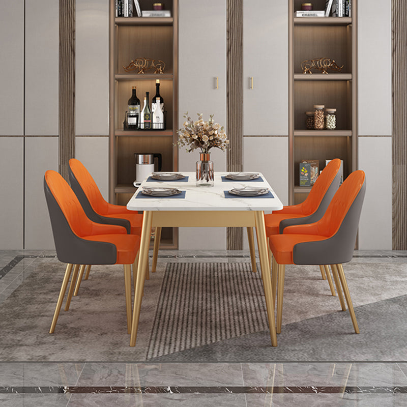 Traditional Sintered Stone Top Dining Set with 4 Gold Metallic Legs for Dining Furniture