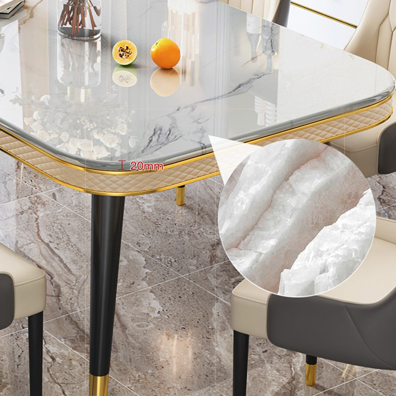 Tavolo in marmo in stile moderno con tavolo bianco e 4 gambe nere base per uso domestico