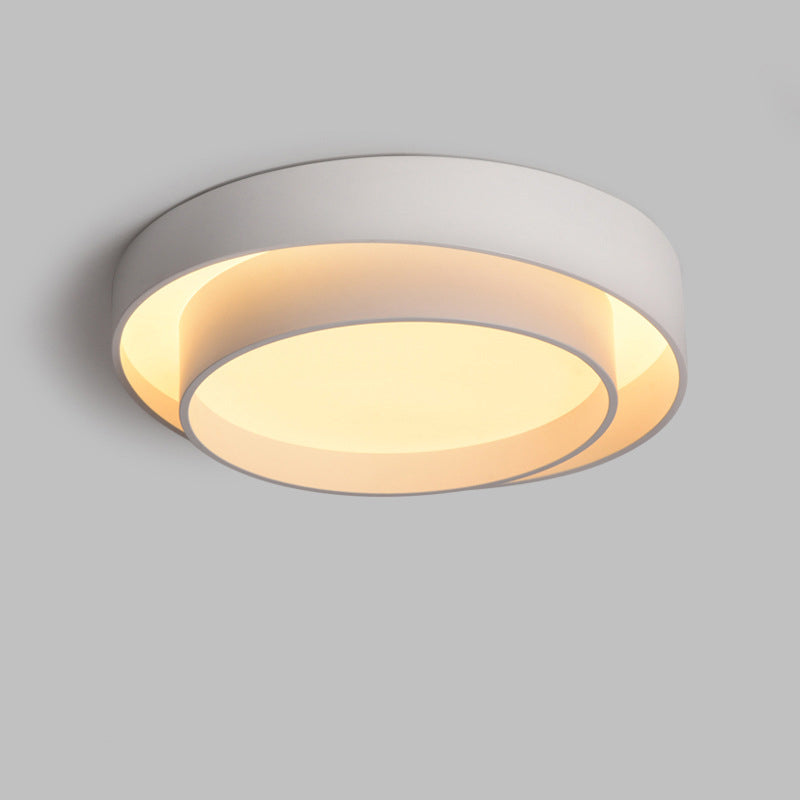 LED Simplicité moderne Flush Mount Wrought Iron Circular Ceiling Light with Acrylic Shade