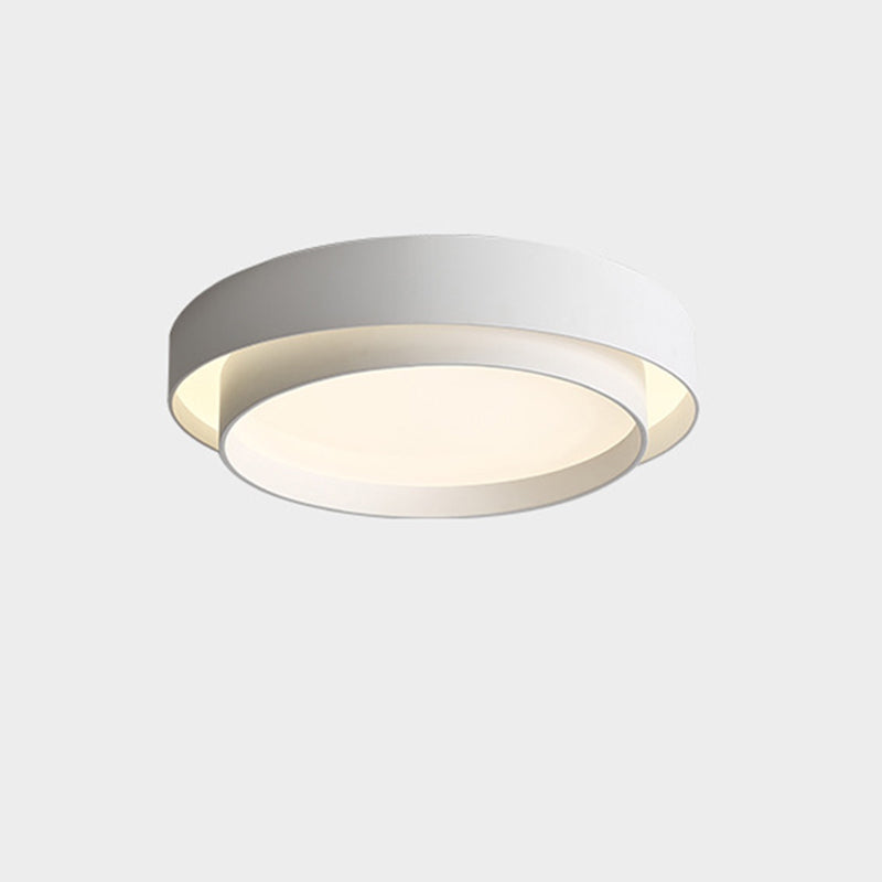 LED Simplicité moderne Flush Mount Wrought Iron Circular Ceiling Light with Acrylic Shade