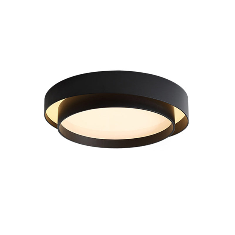 Modern Simplicity LED Flush Mount Wrought Iron Circular Ceiling Light with Acrylic Shade