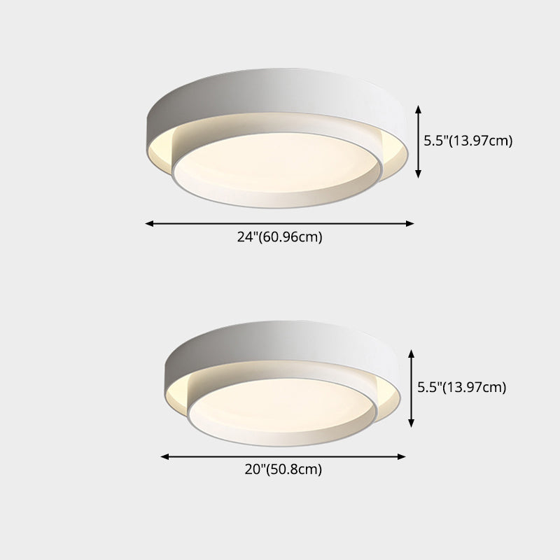 Moderne, schlichte runde LED-Deckenleuchte aus Schmiedeeisen für die Unterputzmontage mit Acrylschirm