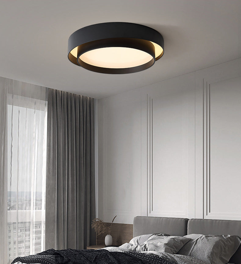 LED Simplicité moderne Flush Mount Wrought Iron Circular Ceiling Light with Acrylic Shade